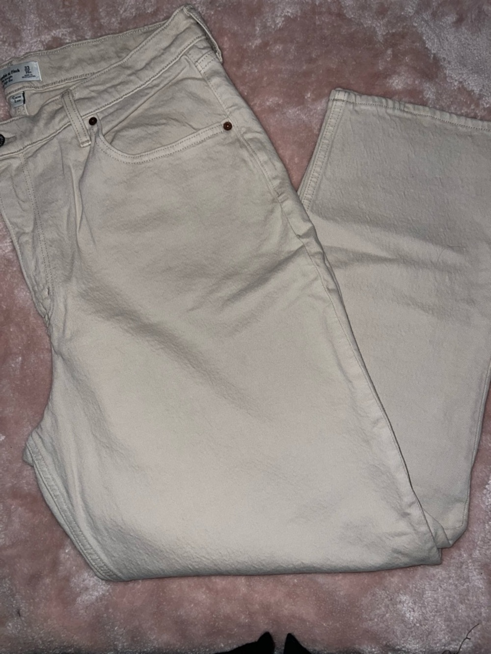 Cream Straight-Leg Jeans